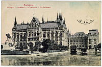 Az Országház déli homlokzata az Országház tér részletével, 1914